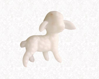Vintage Mini White Plastic Sheep or Lamb, Miniature 1/12 scale Animal Figurine for Dollhouses or Crafts