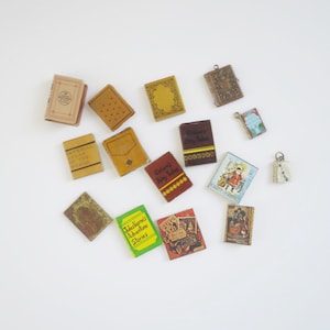 Tiny Book Collection 1:12 scale  , Lot of 14 Miniature Books for Display, Decor, Crafting or Dollhouse Accents, SwirlingOrange11