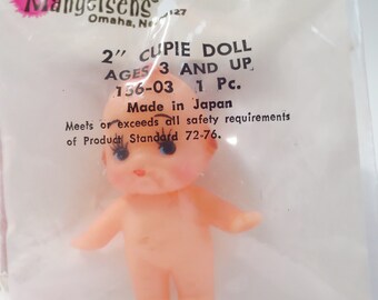 Vintage Mini Cupie Doll NOS, Miniature Mangelsen's Plastic Kewpie Doll for Play or Crafts