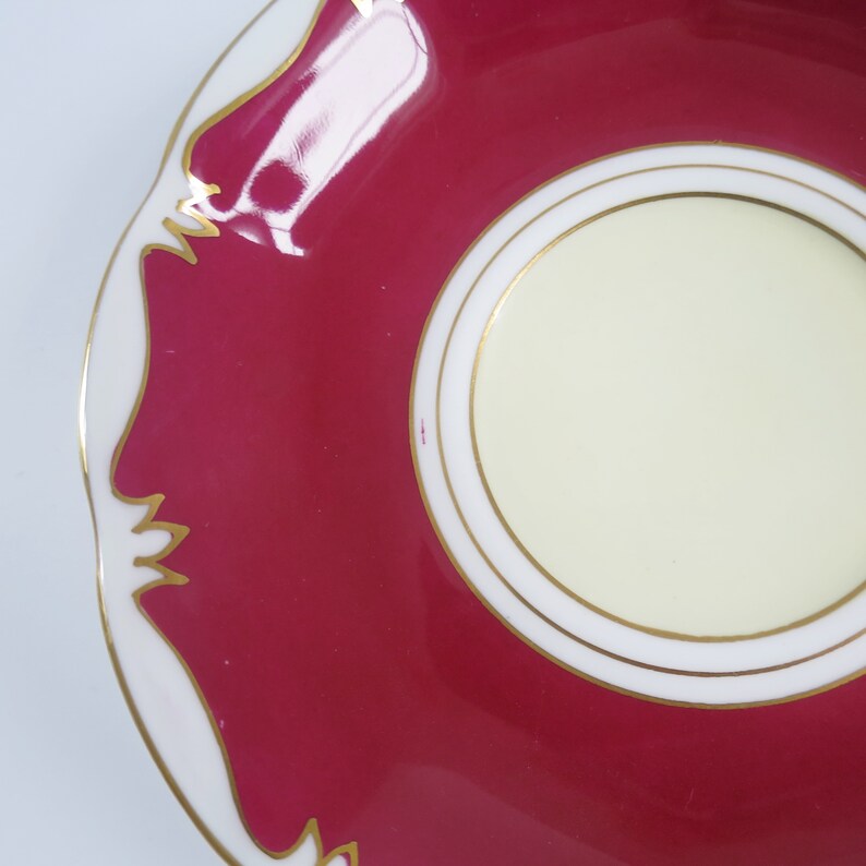 Vintage Tea Cup and Saucer by Royal Albert England, Burgundy Cream and White Teacup Set image 9
