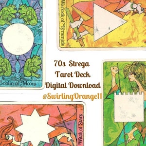 Gioco di predizione dei tarocchi istantaneo, mazzo di carte dei tarocchi Strega da scaricare digitalmente, senza istruzioni