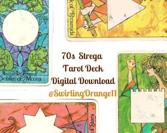 Instant Tarot Fortune Telling Game, Digital Download Strega Tarot Card Deck, No Instructions