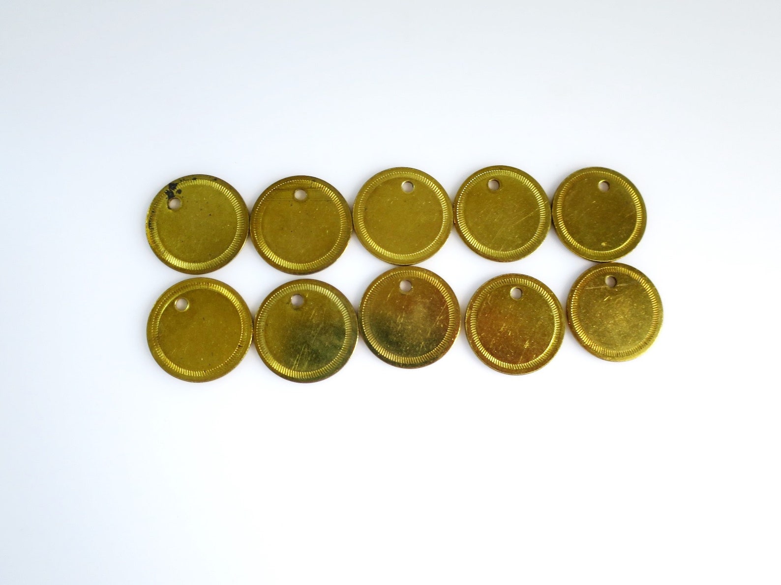 Lot of 10 Vintage Blank Brass Key Tags 1inch Brass Key Etsy