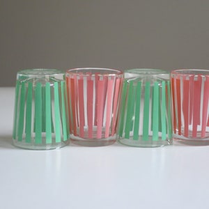 Mid-Century Striped Barware Glasses, Vintage Shot Glasses with Pastel Stripes, image 6