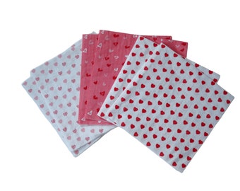 Set of 6 Decoupage Napkins, Pink Red & White 3 ply Paper Napkins,  decoupage Valentine Crafts Entertaining