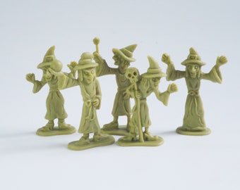 A Covin of Plastic Witches for Halloween Decorating, Witch Cup Cake Toppers, Craft Figurines