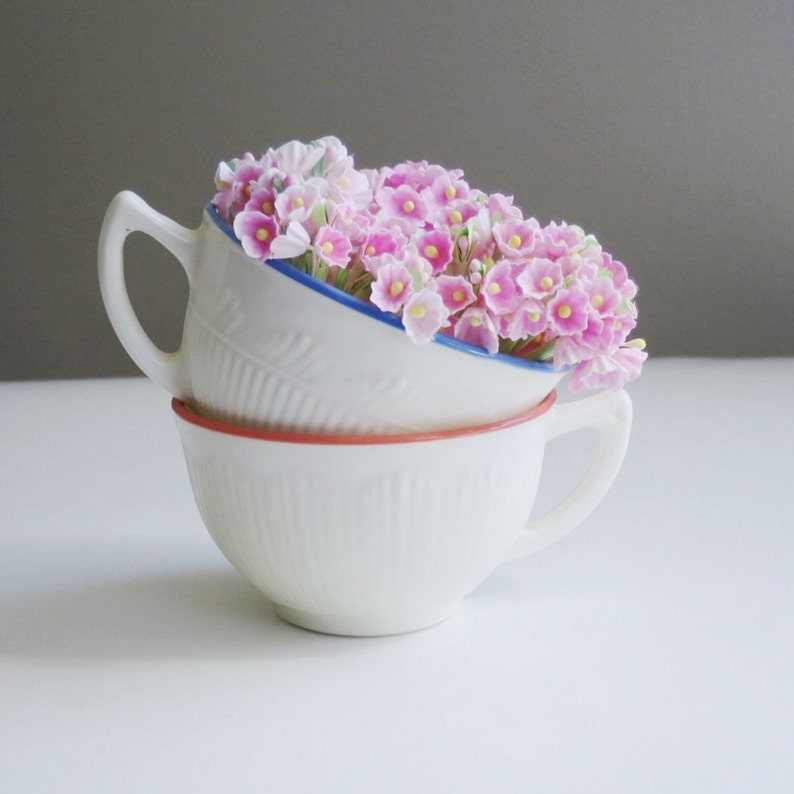 Pair MacBeth Evans Milk Glass Tea Cups, Orphan Teacups, Kitchen Decor image 9