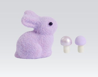 Lavender Fuzzy Bunny • 1.5 inch Craft Figure • Spring Projects • Miniature Bunny • Assemblage