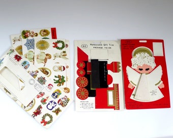 Vintage Holiday Ephemera, Honeycomb Angels, Christmas Stickers, and Gift Labels