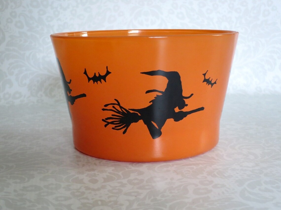 Vintage Halloween Witch Candy Bowl Tub / Hazel Atlas Flying Etsy
