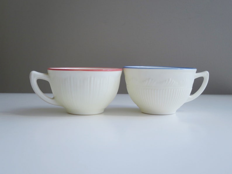 Pair MacBeth Evans Milk Glass Tea Cups, Orphan Teacups, Kitchen Decor image 6