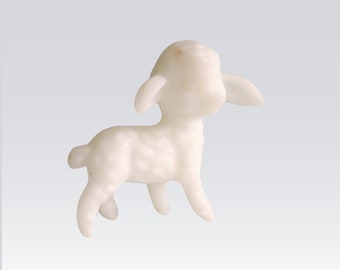 Vintage 1 inch White Plastic Sheep or Lamb, Miniature Figure