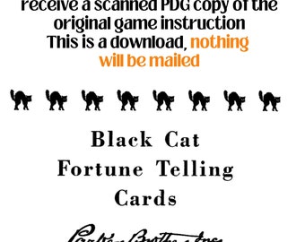 Antique Black Cat Fortune Telling Game INSTRUCTIONS for Parker Brother's Game, Digital Download Instructions