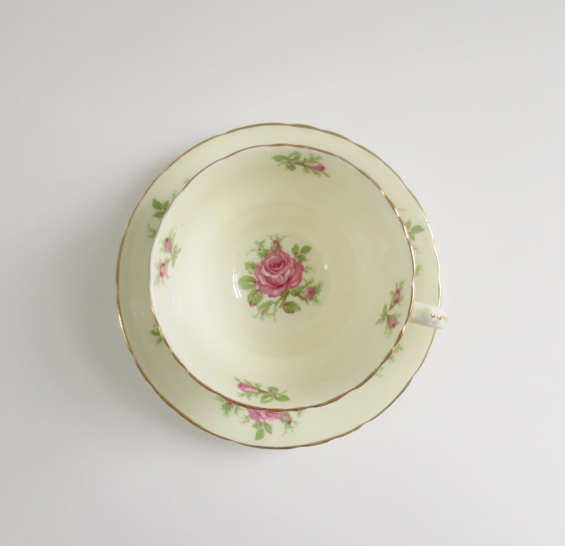 Vintage Petite Rose Tea Cup and Saucer Set, English Bone China by Sutherland image 3