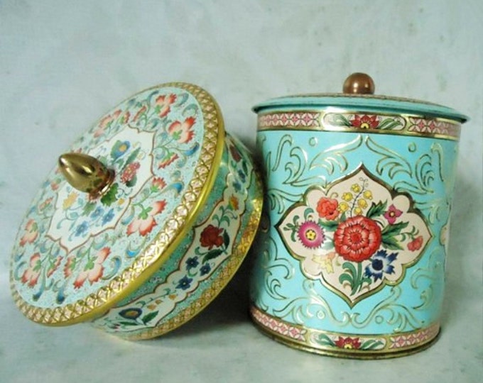 Vintage Metal Storage Tins Mid Century Holland Tin Canisters Etsy