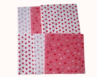 6 Decoupage Napkins, Pink Red & White 3-ply Paper Napkins,  Valentine Crafts Entertaining