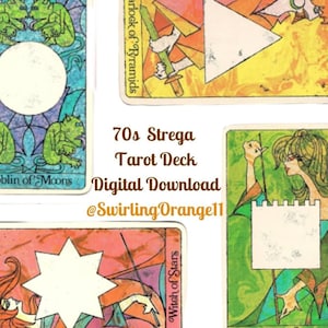 1970s Strega Tarot Deck Instant Download, Digital Tarot Cards Deck, Please READ ENTIRE LISTING