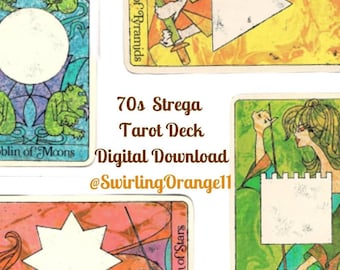 Groovy Tarot Download, Strega Tarot Deck Instant Download, Digital File Tarot Card Deck, Halloween Bunting, no Instructions