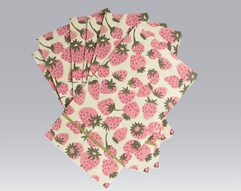 Pink Strawberry Banquet Napkins for Decoupage, Crafts or Tablescaping