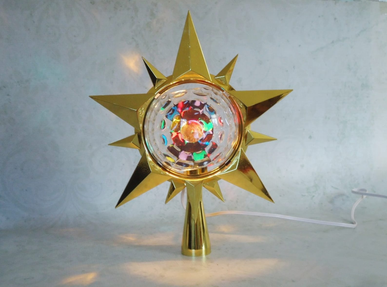 Vintage Bradford Celestial Star Motion Light Christmas Tree Topper 