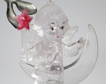 Retro Acrylic Angel Decorations, Mid Century Spun Cotton Santa Pilot