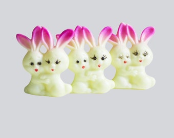 Vintage Miniature Hugging Bunnies, Gift Box Decoration, Spring Easter Wreath or Basket Supplies