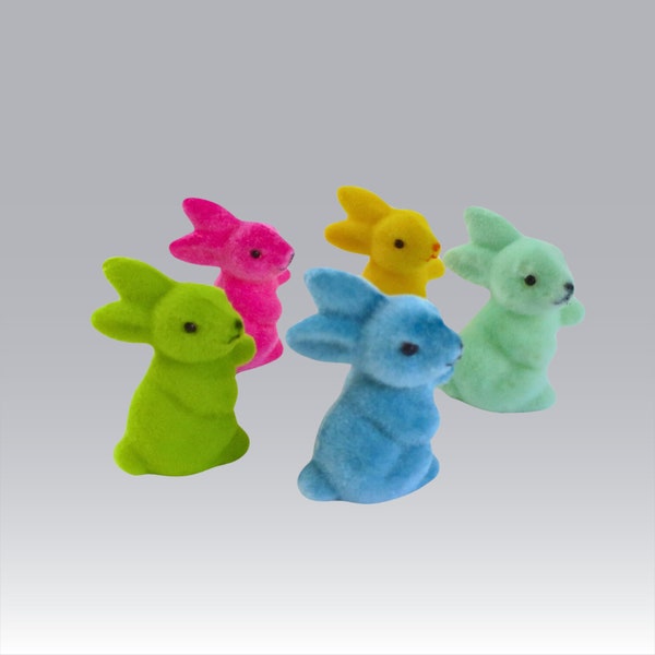 Mini 2" Flocked Bunnies for Spring Tablescapes, Centerpieces, Wreathes, or Tiered Trays, sold separately