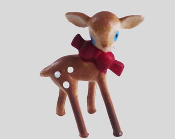 Vintage 1/6 Reindeer, 70s Mini Deer Figurine, Decorate a Dollhouse, Wreath, or Putz Village