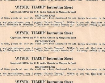 vintage 1949 Mystic Teacup Fortune Teller Instructions (téléchargement numérique)