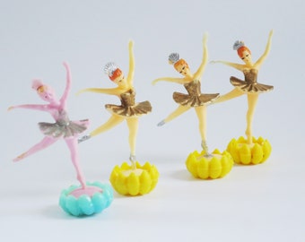 Ballerina Cake Toppers, Cupcake picks, Kids Birthday Decorations, Bakery Accessories, Plastic Gold and Silver