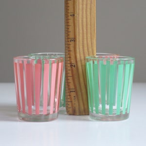 Mid-Century Striped Barware Glasses, Vintage Shot Glasses with Pastel Stripes, image 9