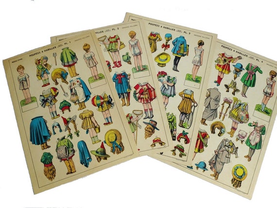 vintage nursery wall art french paper dolls paper dolls etsy