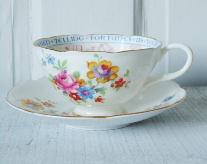 Vintage Fortune Telling Teacup and Saucer Etsy