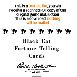 ISTRUZIONI per il gioco di predizione del gatto nero antico per il gioco Parker Brother's, istruzioni per il download digitale
