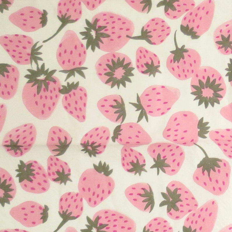 Pink Strawberry Banquet Napkins for Decoupage, Crafts or Tablescaping image 2