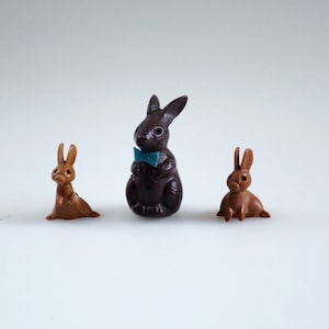 Tiny Chocolate Bunnies for Dollhouse Easter, Miniature Candy Bunny Rabbits for 1/12 and 1/24 scale Crafts