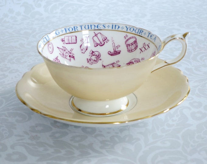 Vintage Paragon Tea Cup and Saucer / Vintage Fortune Telling Teacup Set