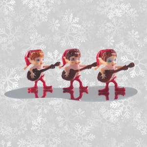 Vintage Kitsch Red Plastic Pixies Figures, Set of 3