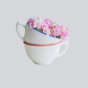 Pair MacBeth Evans Milk Glass Tea Cups, Orphan Teacups, Kitchen Decor image 1