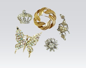 Vintage Jewelry Lot for Crafts, Trifari Gold Swirl Leaf, Wedding Bouquet, Gifting, Crafting