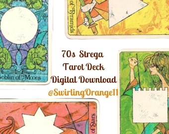 Instant Fortune Telling Game, Digital Download Strega Tarot Card Deck wo Instructions