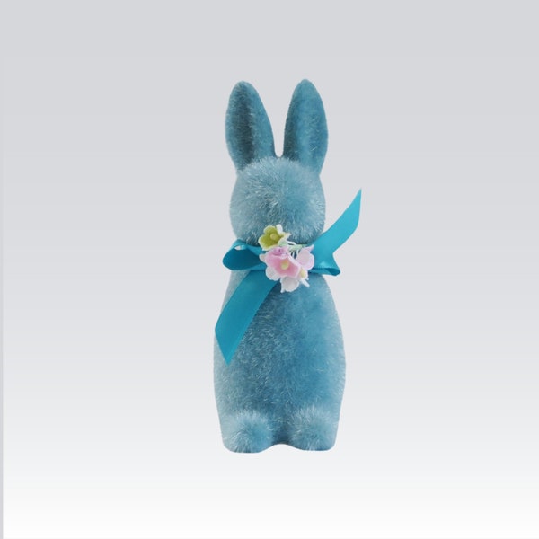 Kitsch Flocked Bunny Rabbit for Crafts, Decor, or Easter Basket Fill, Sold Separately