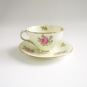 Vintage Petite Rose Tea Cup and Saucer Set, English Bone China by Sutherland image 2