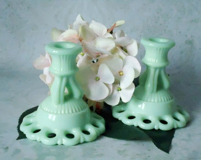 Jadeite Jadite Glass Candle Holder Doric Glass Candle Stick Etsy
