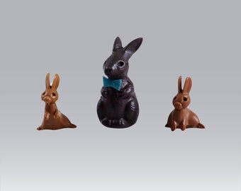 Micro Mini Chocolate Bunny Rabbits  for 1/12 and 1/24 scale Crafts