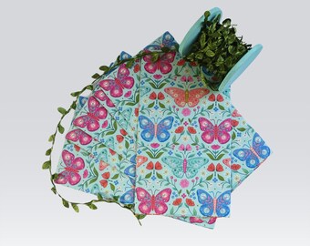 Garden Party Banquet Napkins, Colorful Butterfly Decoupage Paper Napkins, Bakery Basket Liner