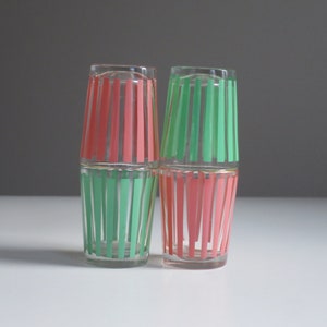 Mid-Century Striped Barware Glasses, Vintage Shot Glasses with Pastel Stripes, image 3
