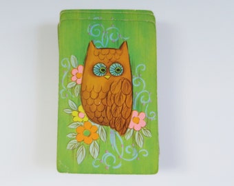 1970s Owl Playing Cards Deck, Fun Graphics for Halloween, Used Deck of SWAP Cards