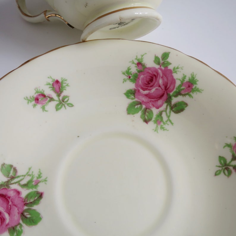 Vintage Petite Rose Tea Cup and Saucer Set, English Bone China by Sutherland image 10