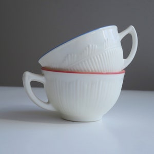 Pair MacBeth Evans Milk Glass Tea Cups, Orphan Teacups, Kitchen Decor image 3